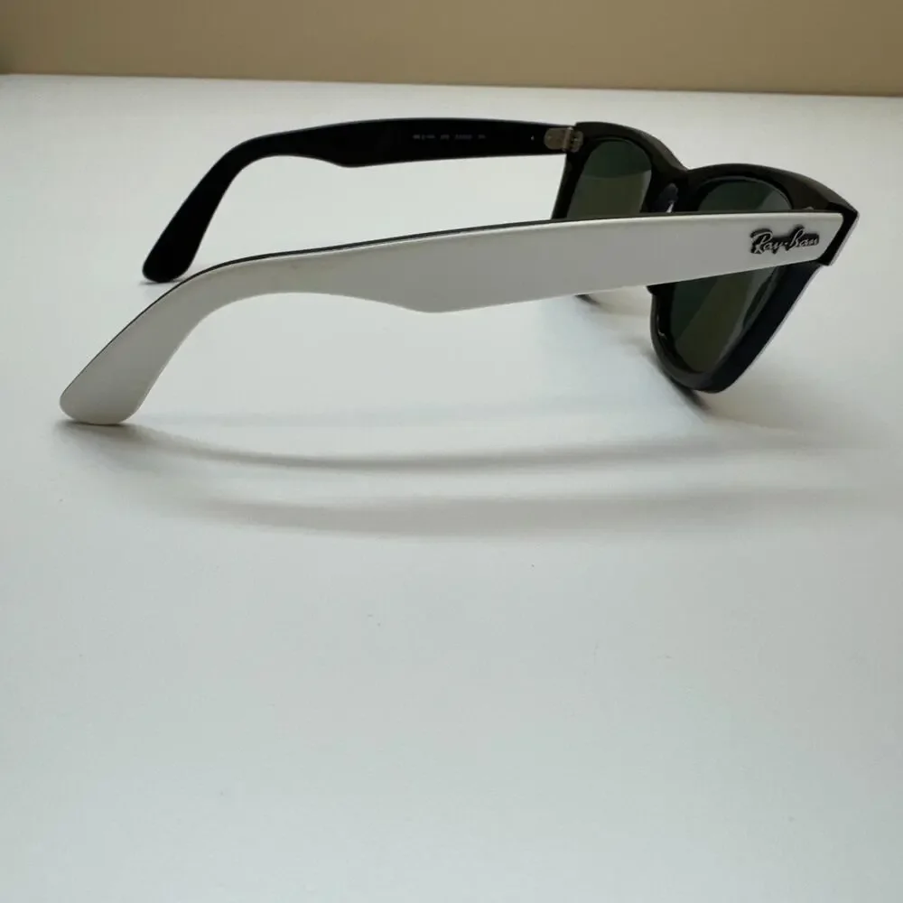 RARE Ray-Ban RB2140 Wayfarer 956 Gloss White G-15 Sunglasses Made in Italy